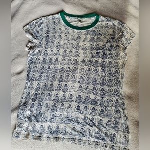Lucky Brand Buddha Print Baby Tee Size L